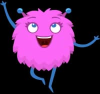 illustrated pink fluffy creature dancing